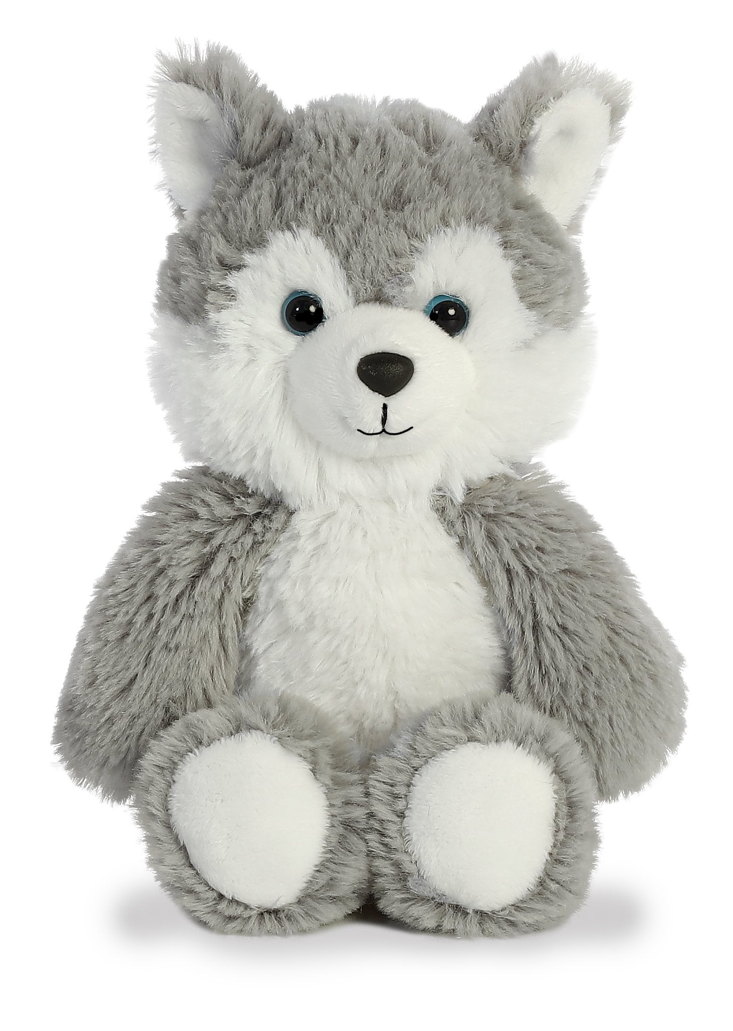 Aurora Cuddly Friends 8inch Husky grey body, soft-touch for cozy play.