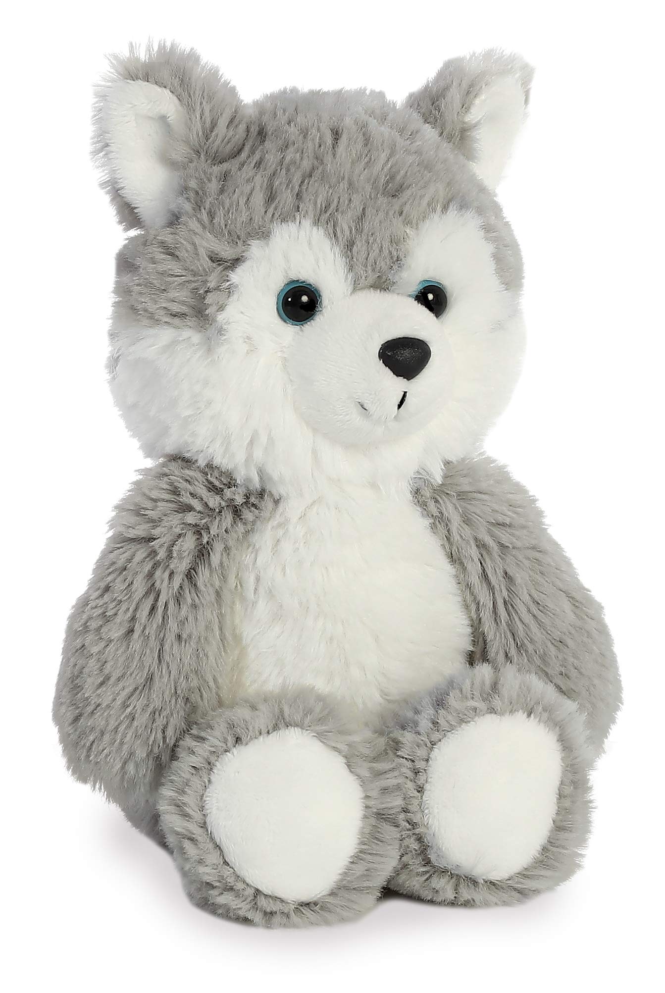 Aurora Cuddly Friends husky grey fur-detail, plush texture for cuddling.