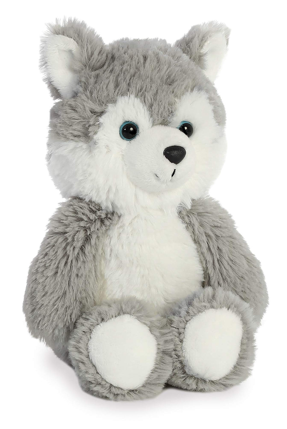 Aurora Cuddly Friends husky grey fur-detail, plush texture for cuddling.