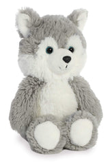 Aurora Cuddly Friends husky grey fur-detail, plush texture for cuddling.