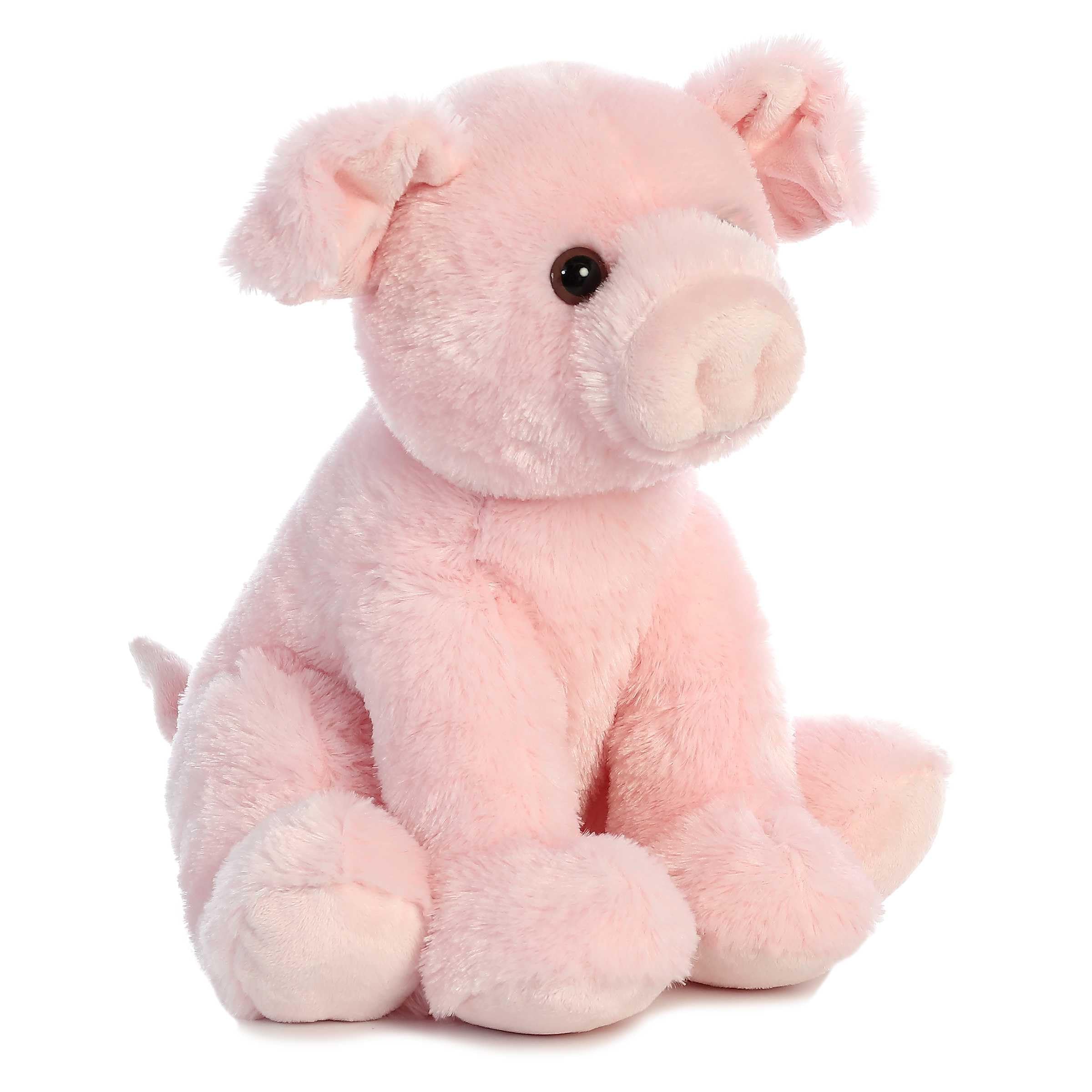 Aurora Cuddly Pig sits up on its own for display and storytelling.