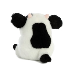 Aurora Daisy Cow plush side view, soft materials for cozy bedtime moments