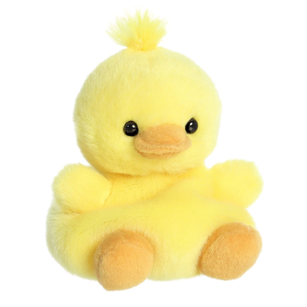 Aurora Darling Duck Palm Pals held in hand for size reference and play.
