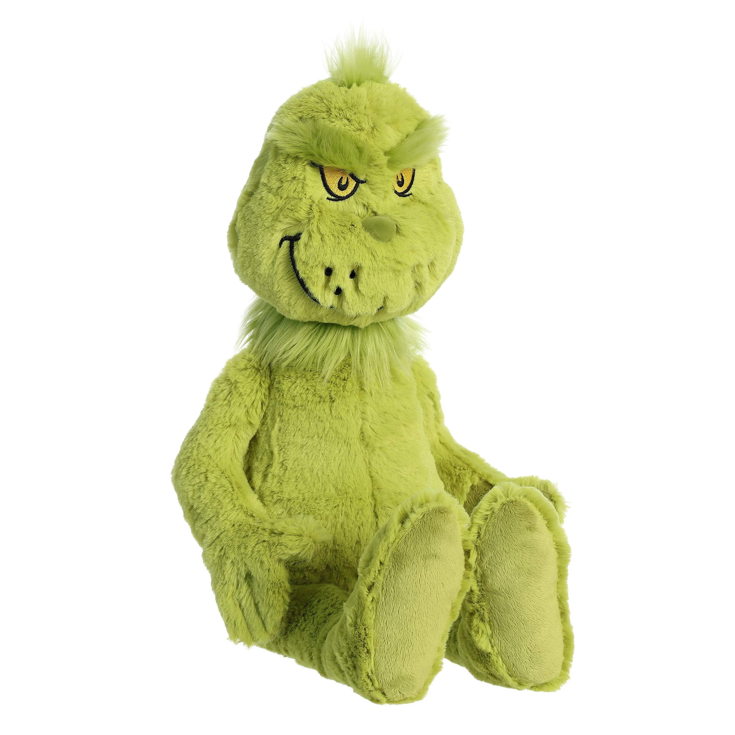 Aurora Dr Seuss Grinch plush 20-inch side view, classic character silhouette