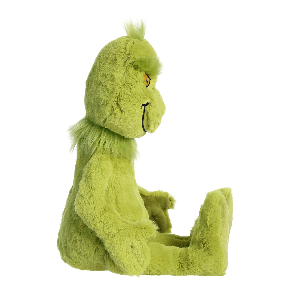 Aurora Dr Seuss Grinch plush fabric detail, showing stitch quality