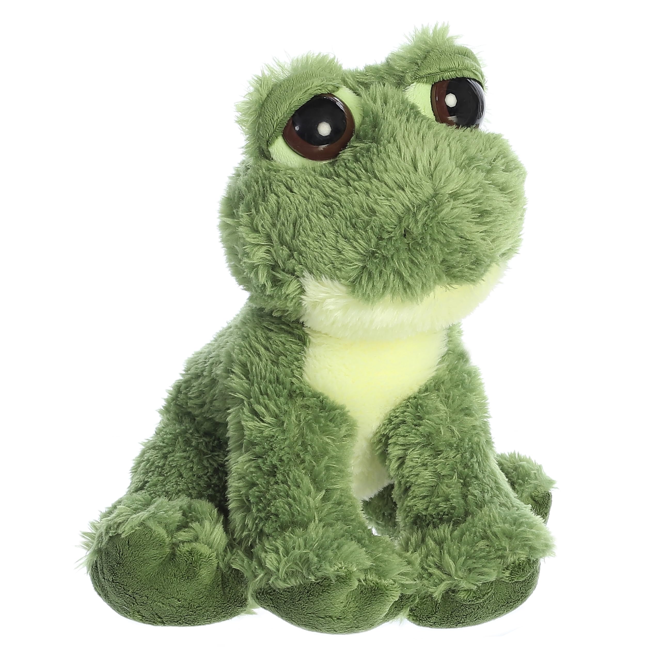 Aurora Fantabulous Frog 10in side view with inviting gaze for comforting play.