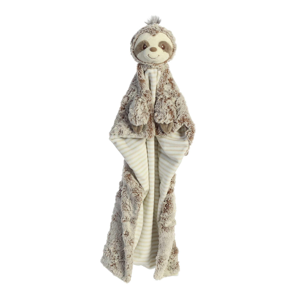Aurora Ebba Sammie Sloth roll-up blanket with two-tone texture for crib cuddles