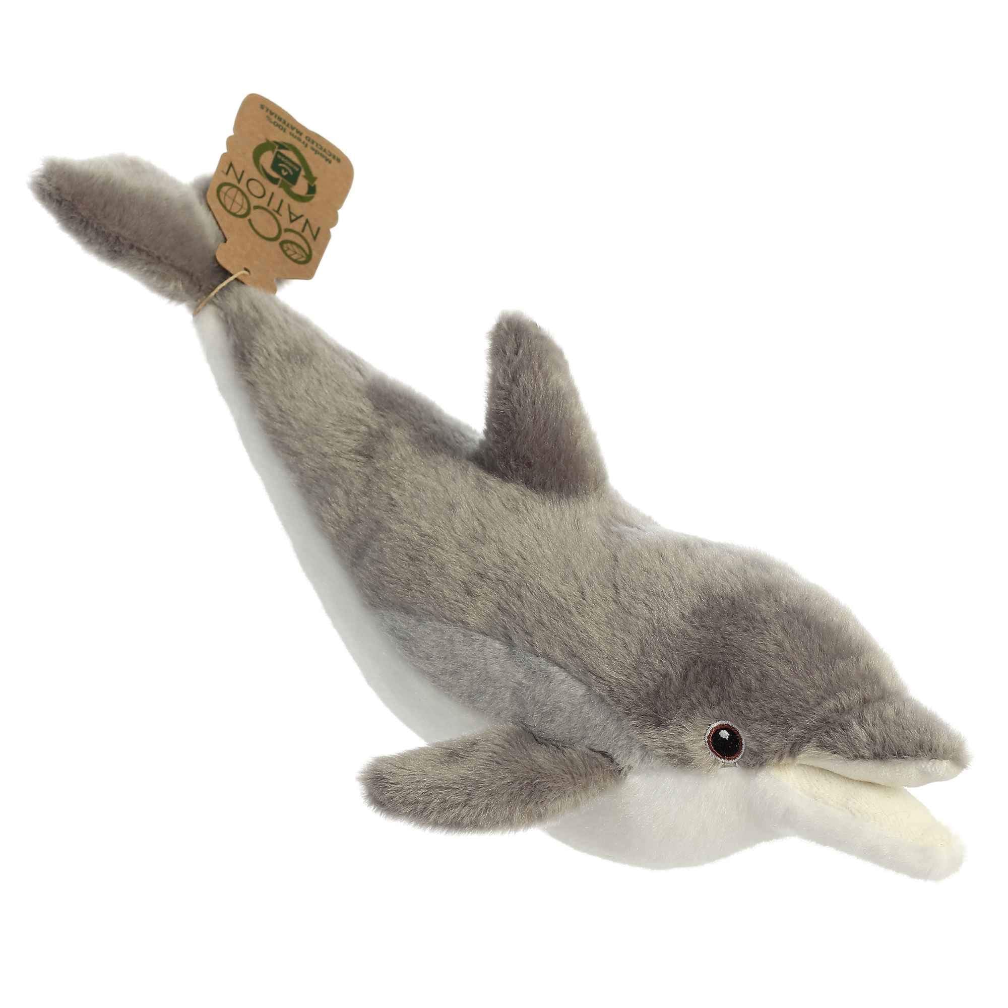 Aurora Eco Nation Dolphin plush gray 15in with soft, sustainable cuddles.