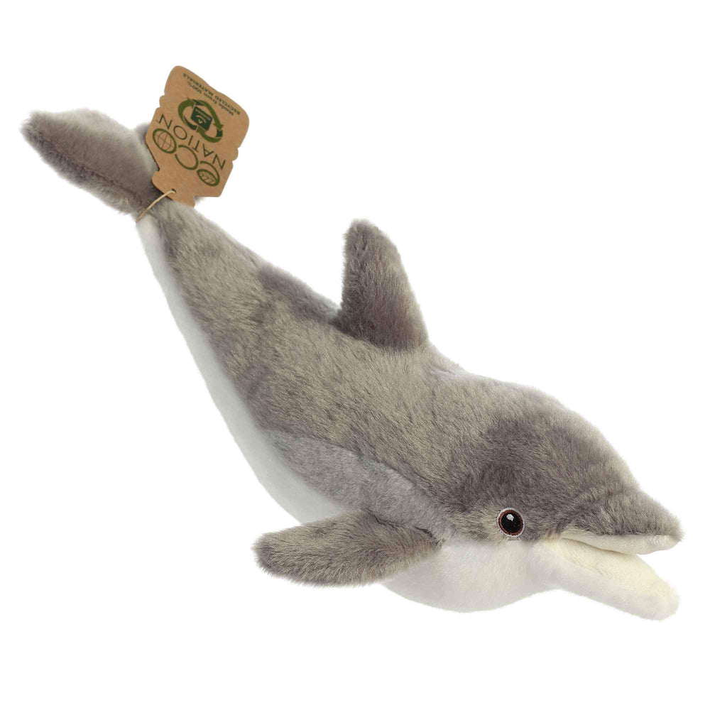 Aurora Eco Nation Dolphin plush gray 15in with soft, sustainable cuddles.