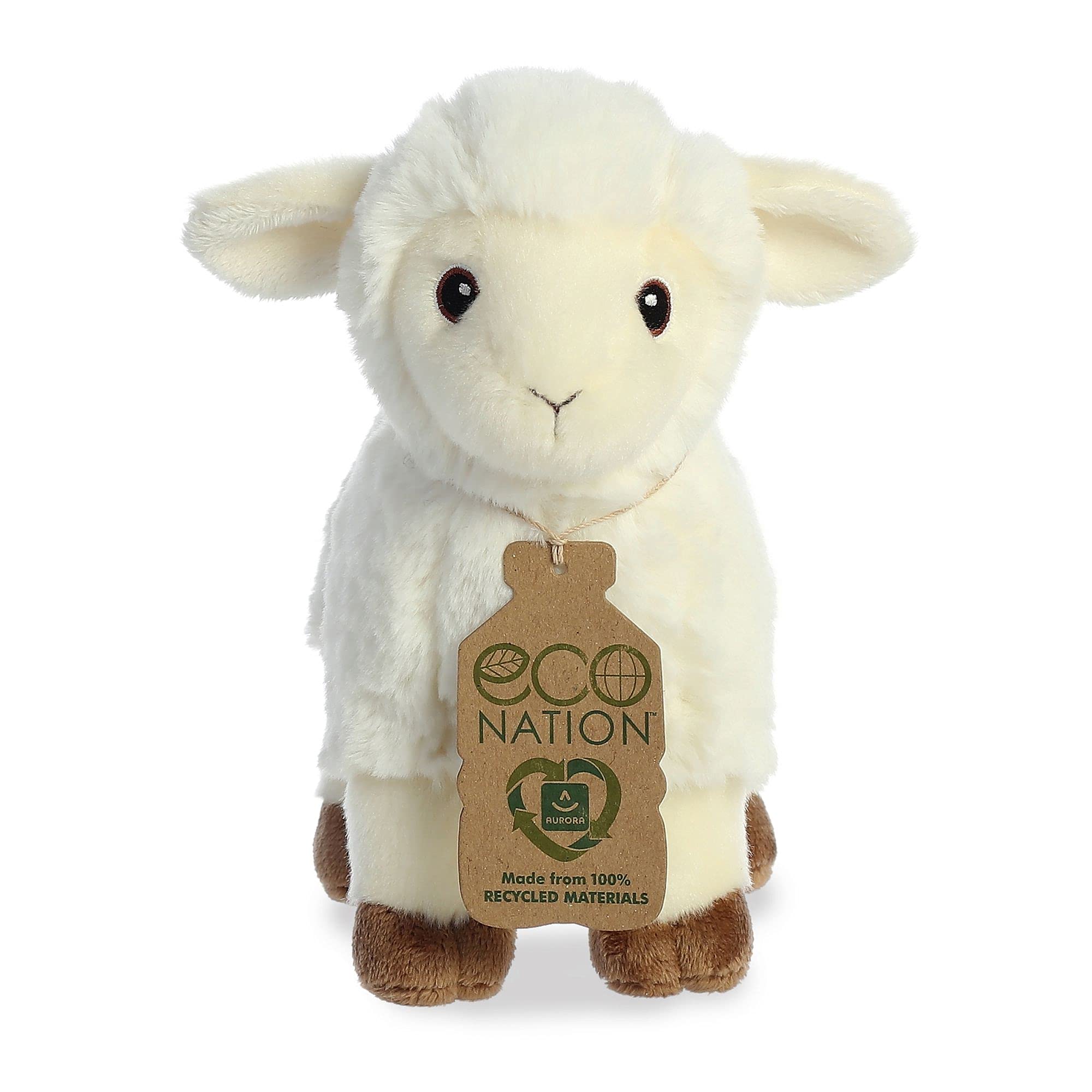 Aurora Eco Nation Lamb fluffy white fur invites gentle play and hugs.