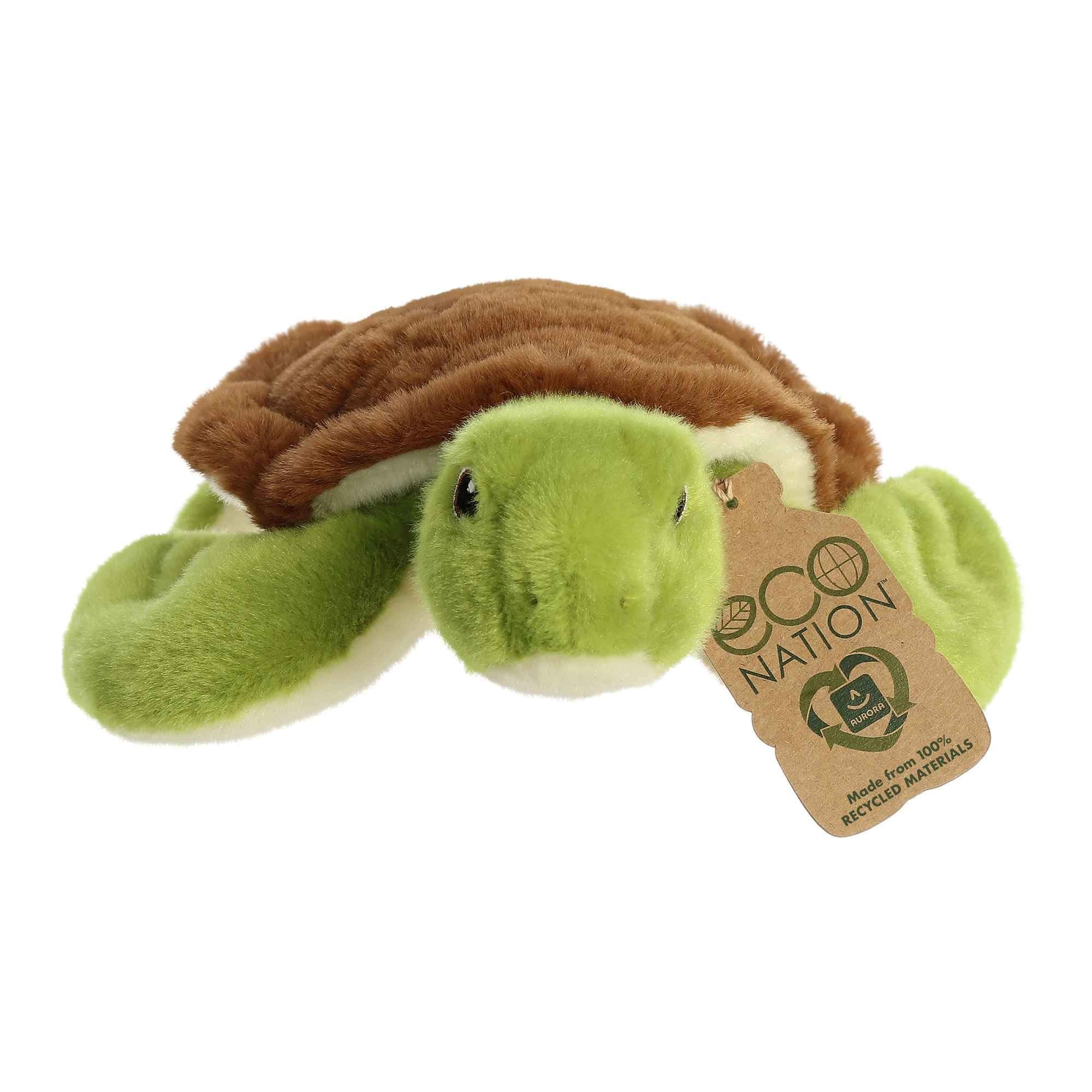 Aurora Eco Nation Sea Turtle with embroidered eyes invites imaginative play.