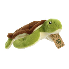 Aurora Eco Nation Sea Turtle plush in soft recycled fabric for gentle hugs.