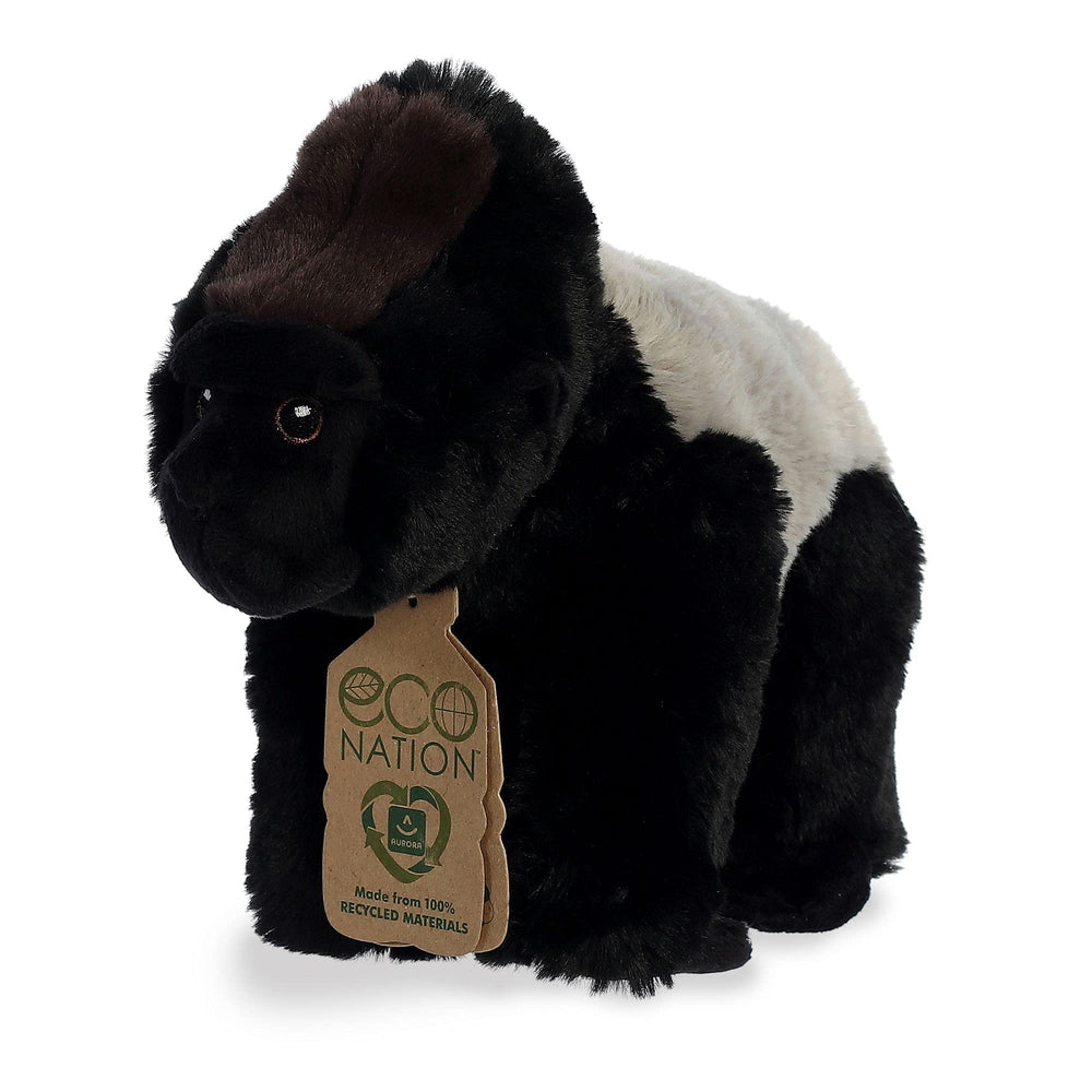 Aurora Eco Nation Silverback Gorilla plush with embroidered eyes for a greener look.