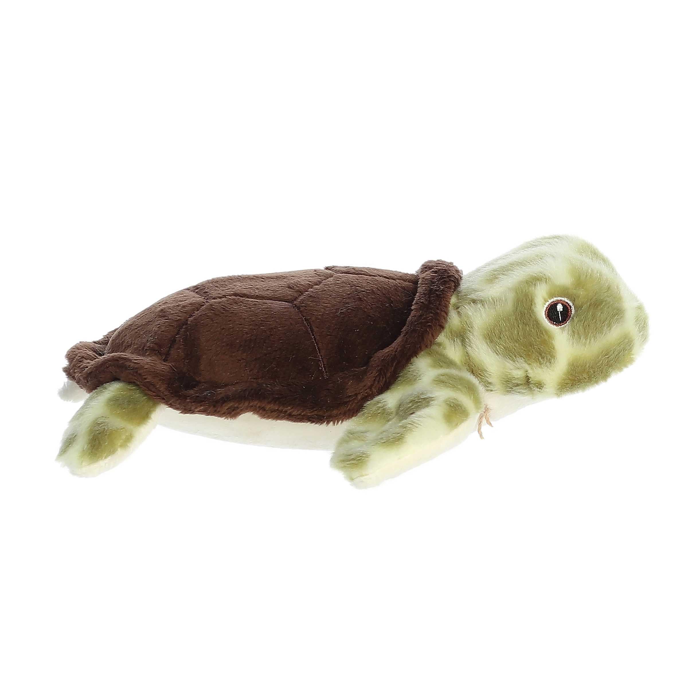Aurora Eco Softies Sea Turtle resting-on-belly demonstrates easy play pose.
