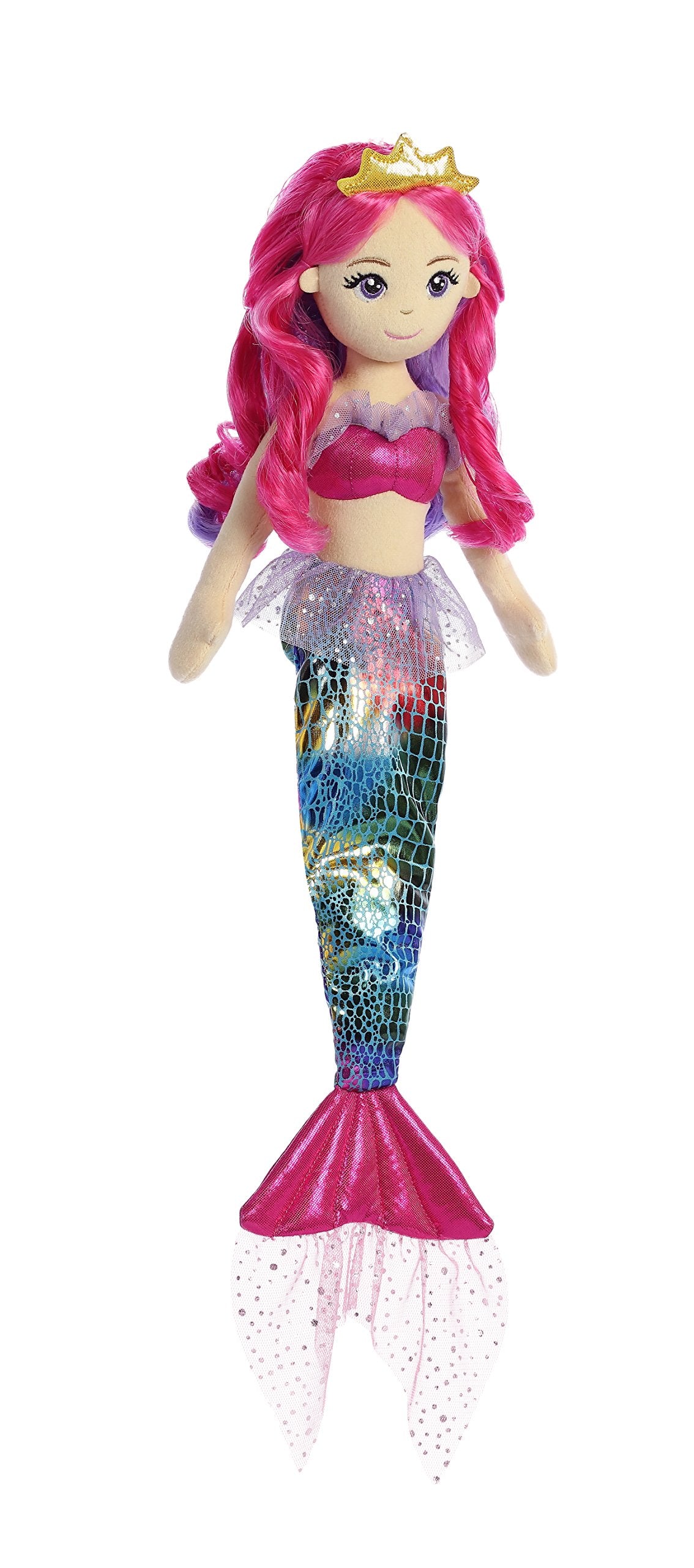 Aurora Sea Sparkle doll with embroidered face celebrates a unique personality in play
