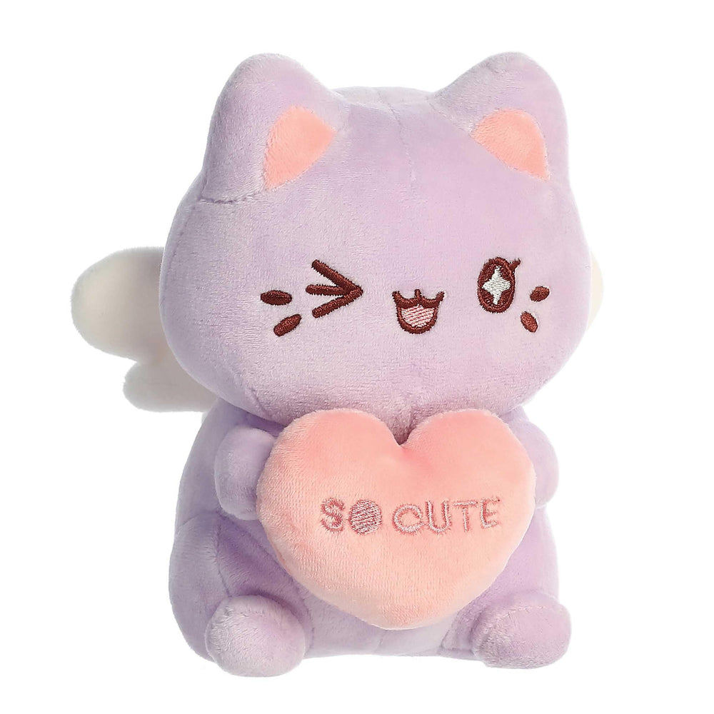 Aurora Meowchi lavender 7in side view for display-ready charm.