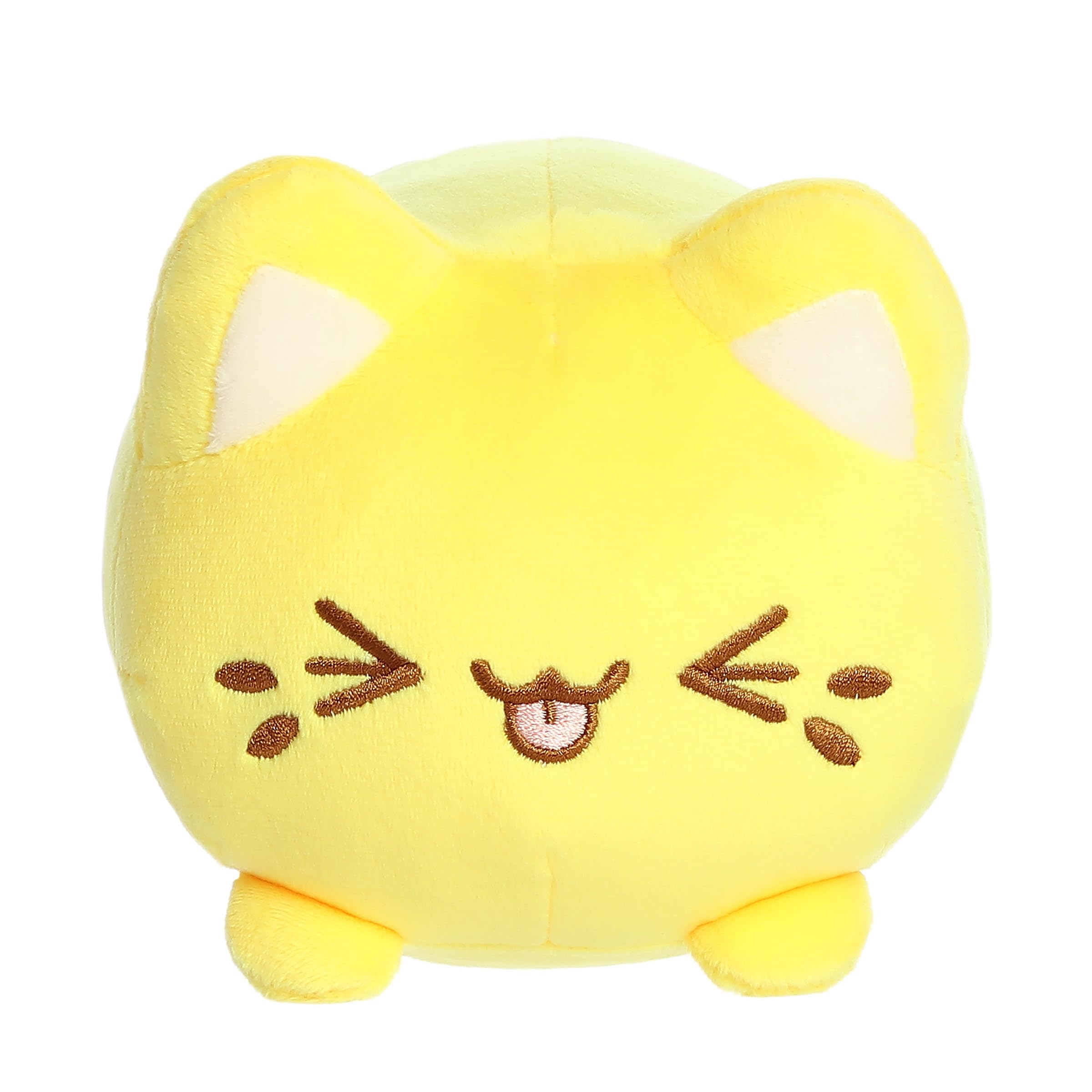 Aurora Meowchi side view in lemon, playful home accent.