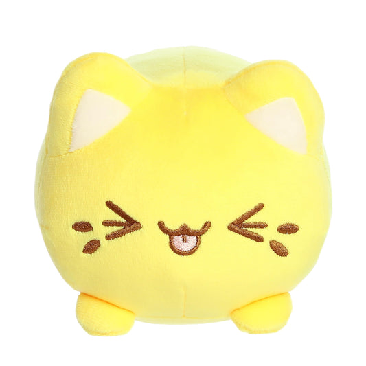 Aurora Meowchi side view in lemon, playful home accent.