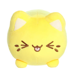 Aurora Meowchi side view in lemon, playful home accent.