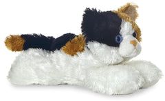 Aurora Esmeralda mini Flopsie kitten with tri-color fur, ideal for cozy hugs.