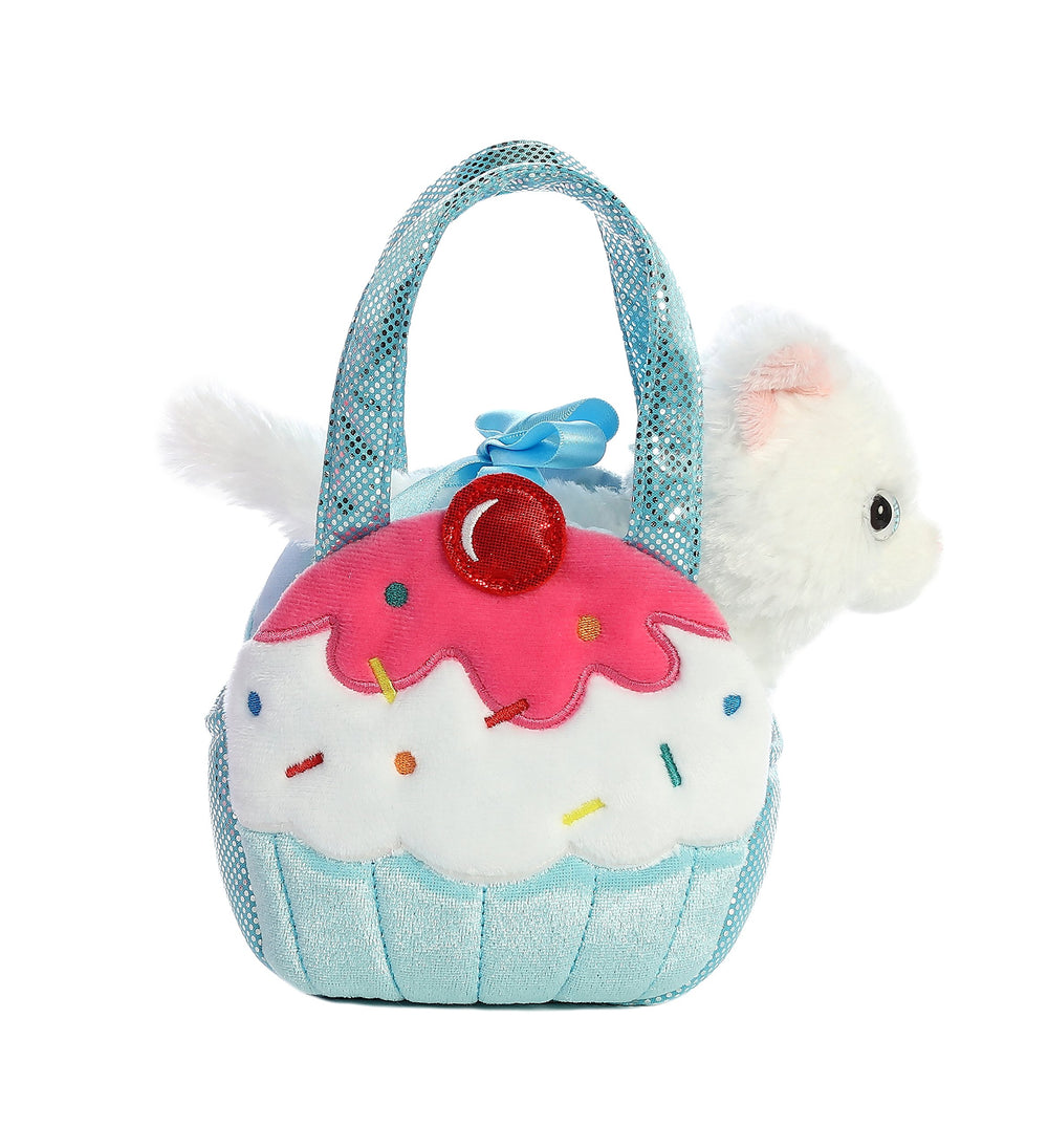 Aurora Fancy Pals Sweets Kitty plush with colorful purse for on-the-go play.