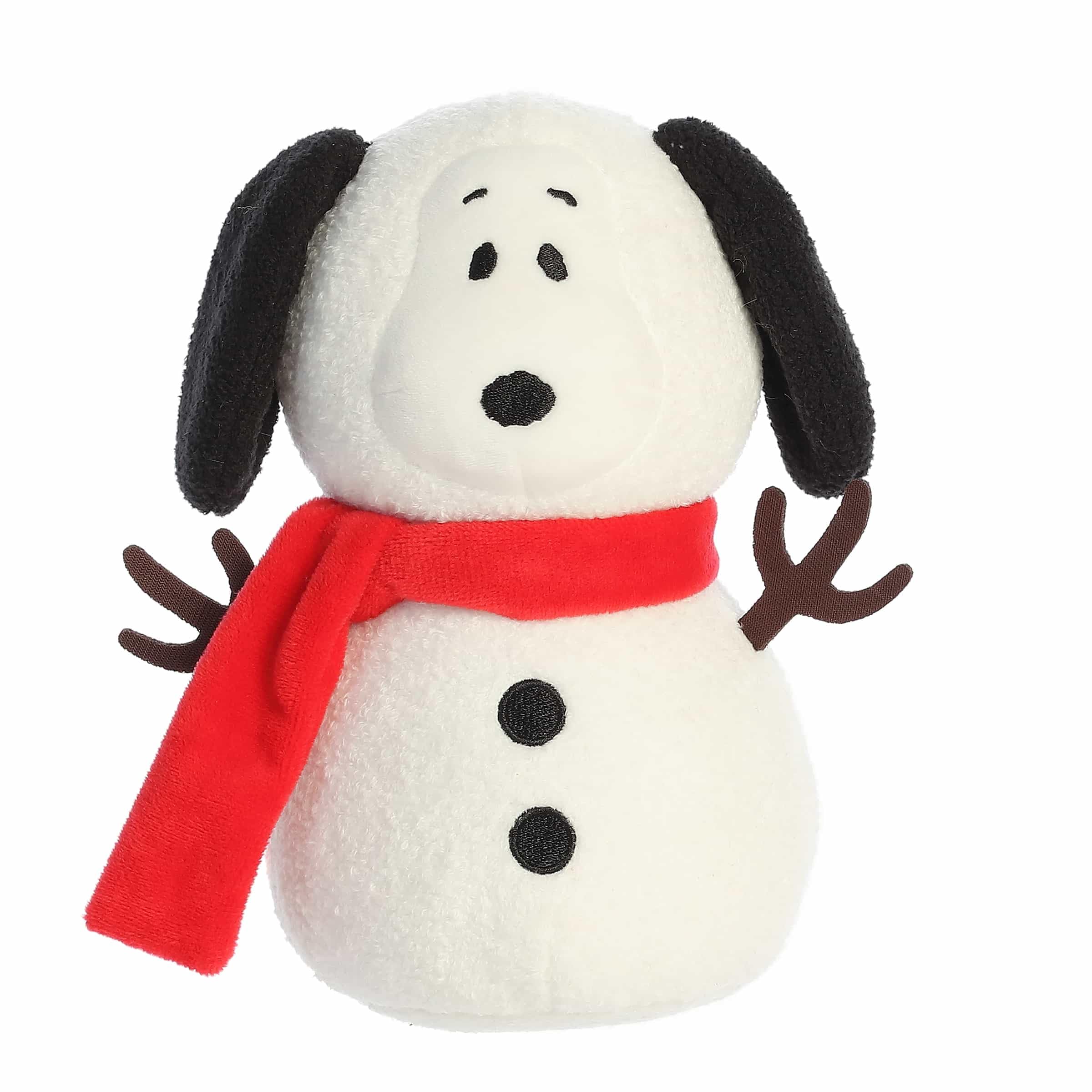 Aurora Snow Beagle plush with scarf and antlers, ideal for festive display.