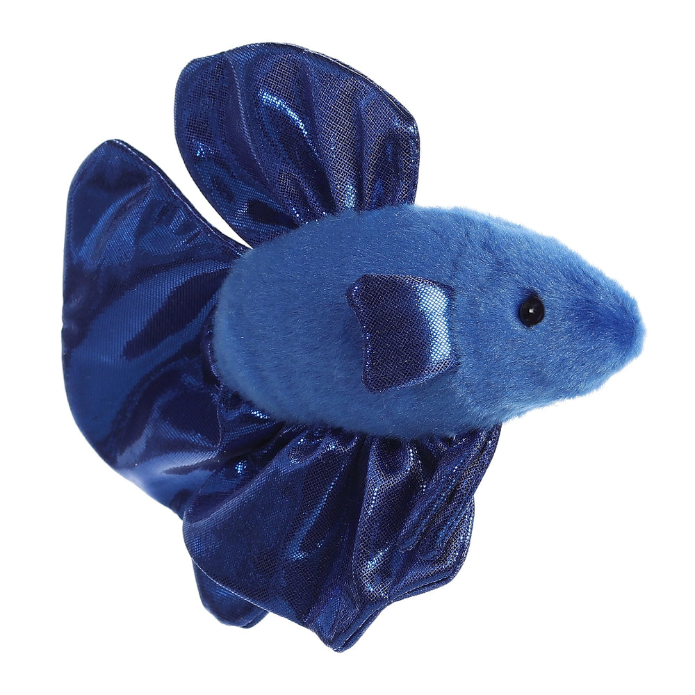 Aurora Finley Betta Fish plush side view, a lightweight friend for travel and joy