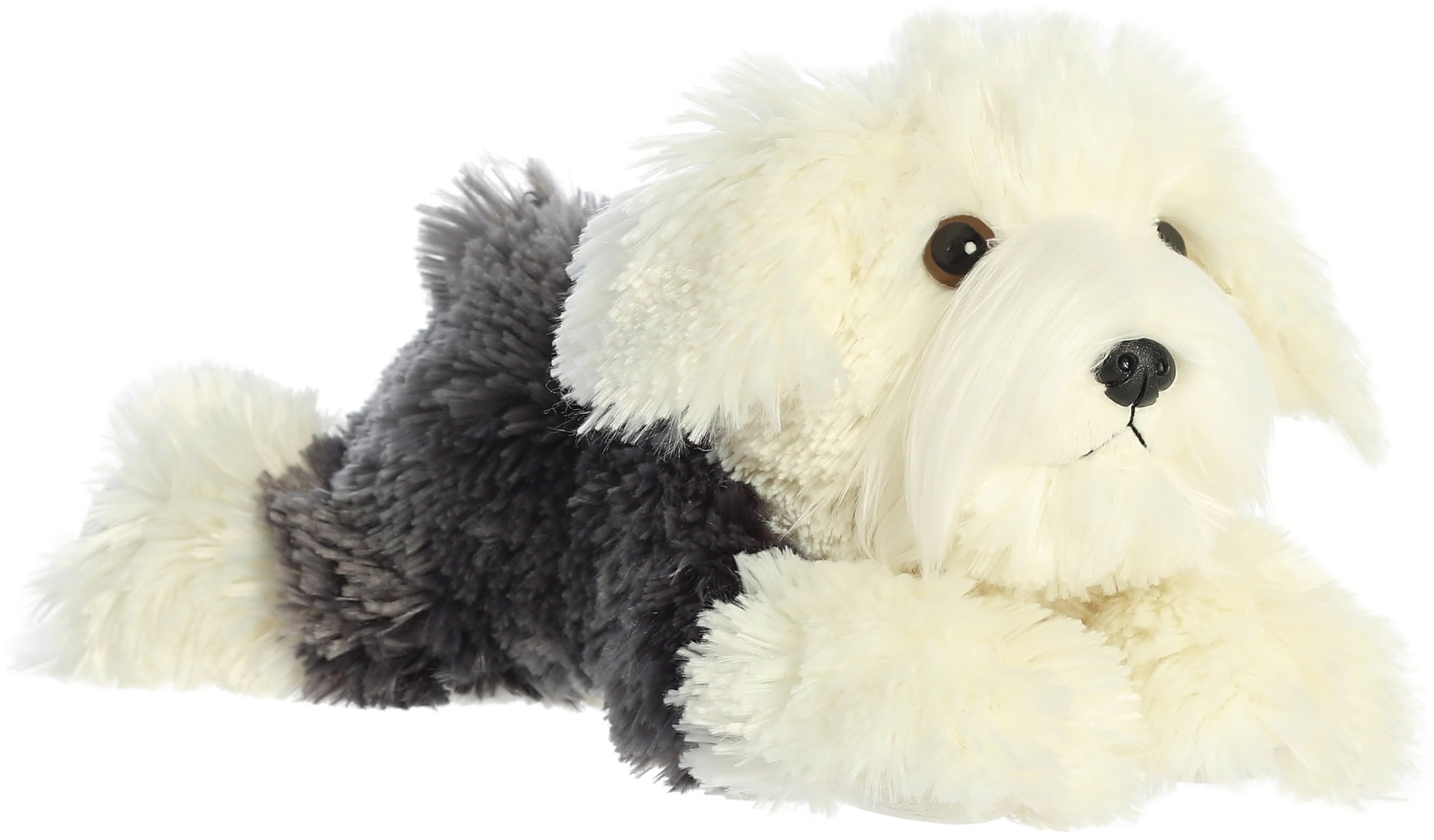 Aurora Flopsie Edwin dog front view, soft plush for cuddling and imaginative play.