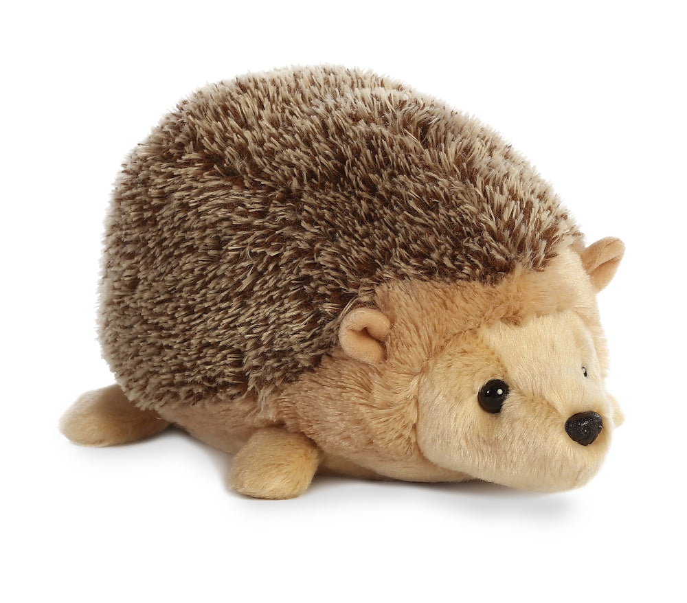 Aurora Flopsie Hedgehog brown side view, soft plush for cozy hugs