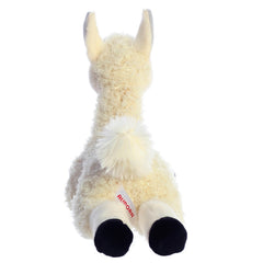 Aurora Flopsie llama white 12-inch close-up fabric detail, high-quality plush.