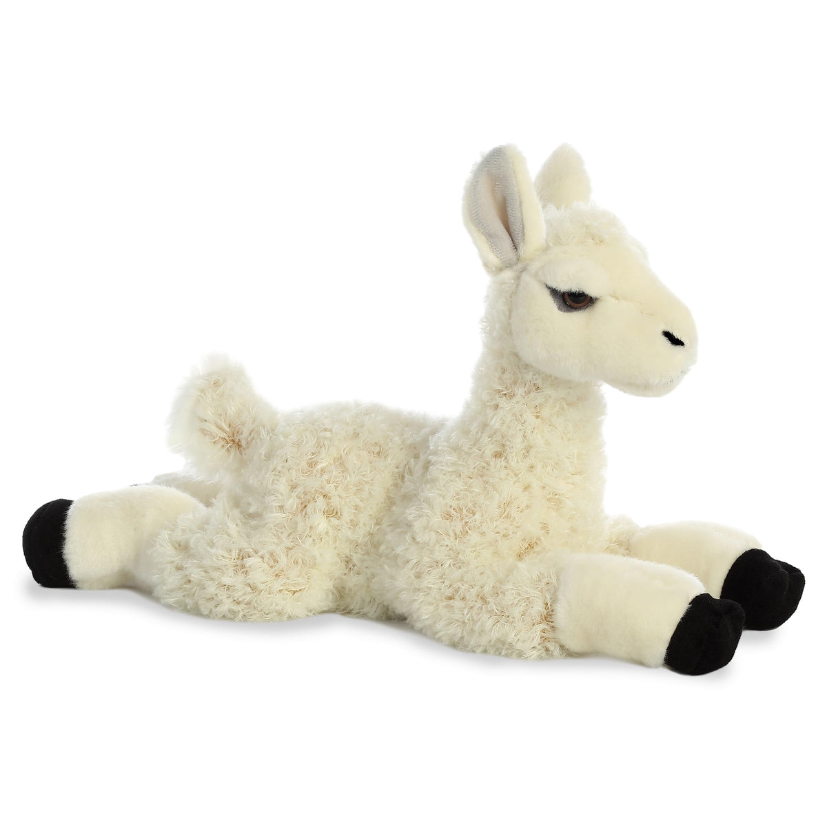 Aurora Flopsie llama white 12-inch front view, ultra-soft cuddle buddy.