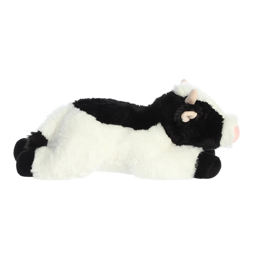 Aurora May Bell cow plush texture close-up, showcasing soft fabric for hugs.