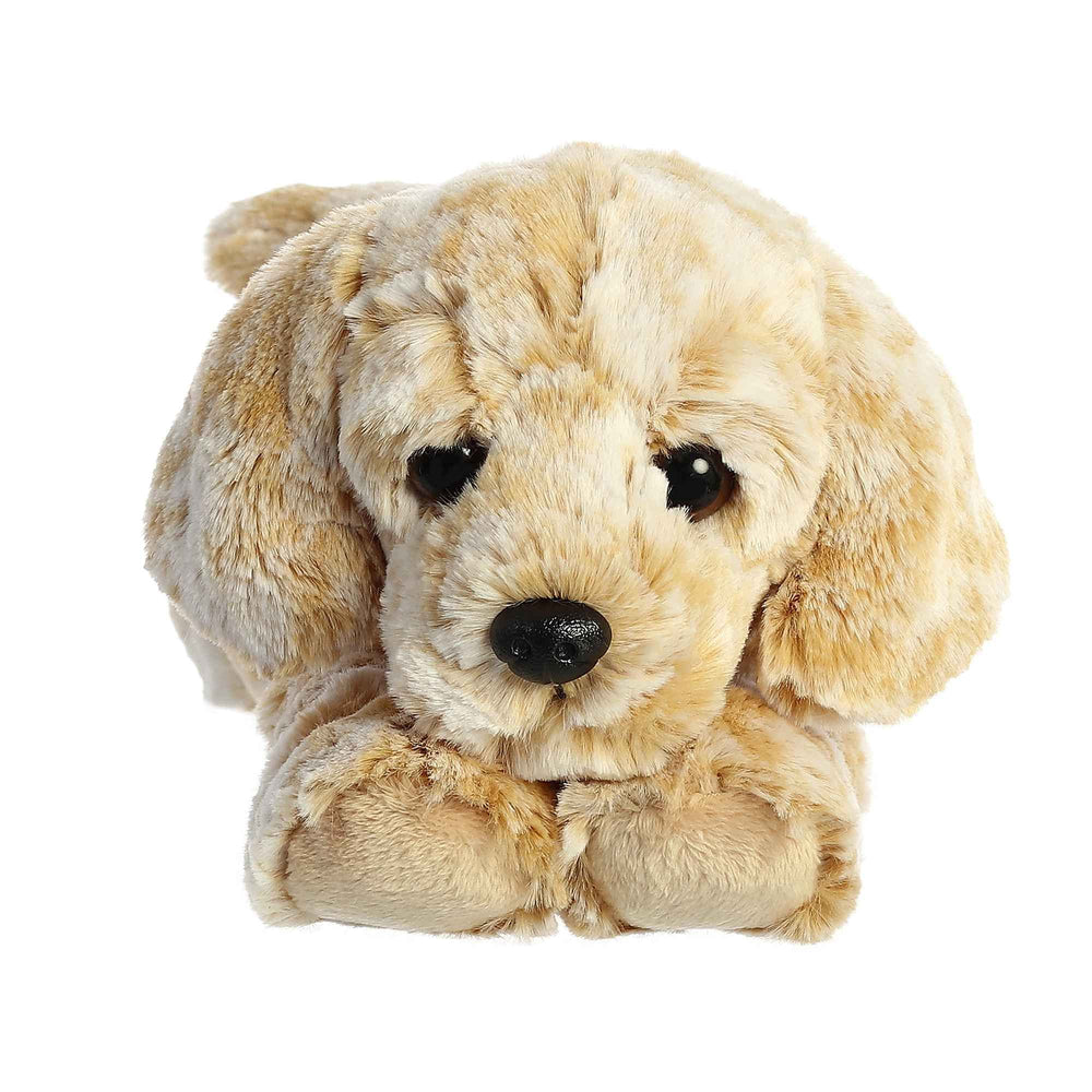 Aurora Flopsie Rusty Retriever side view highlighting soft tie-dyed fur