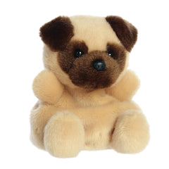 Aurora Frankie Pug Palm Pals face close-up showing soft cuddly plush for cozy play