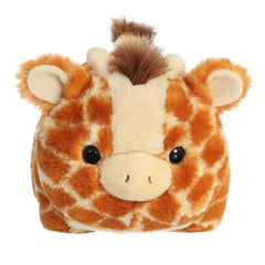 Gerald Giraffe plush by Aurora, brown fabric, soft play companion.