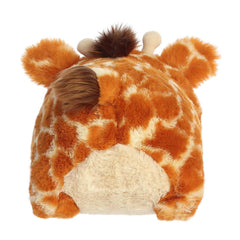 Aurora Gerald Giraffe stuffed animal in brown, cozy snuggle pose.