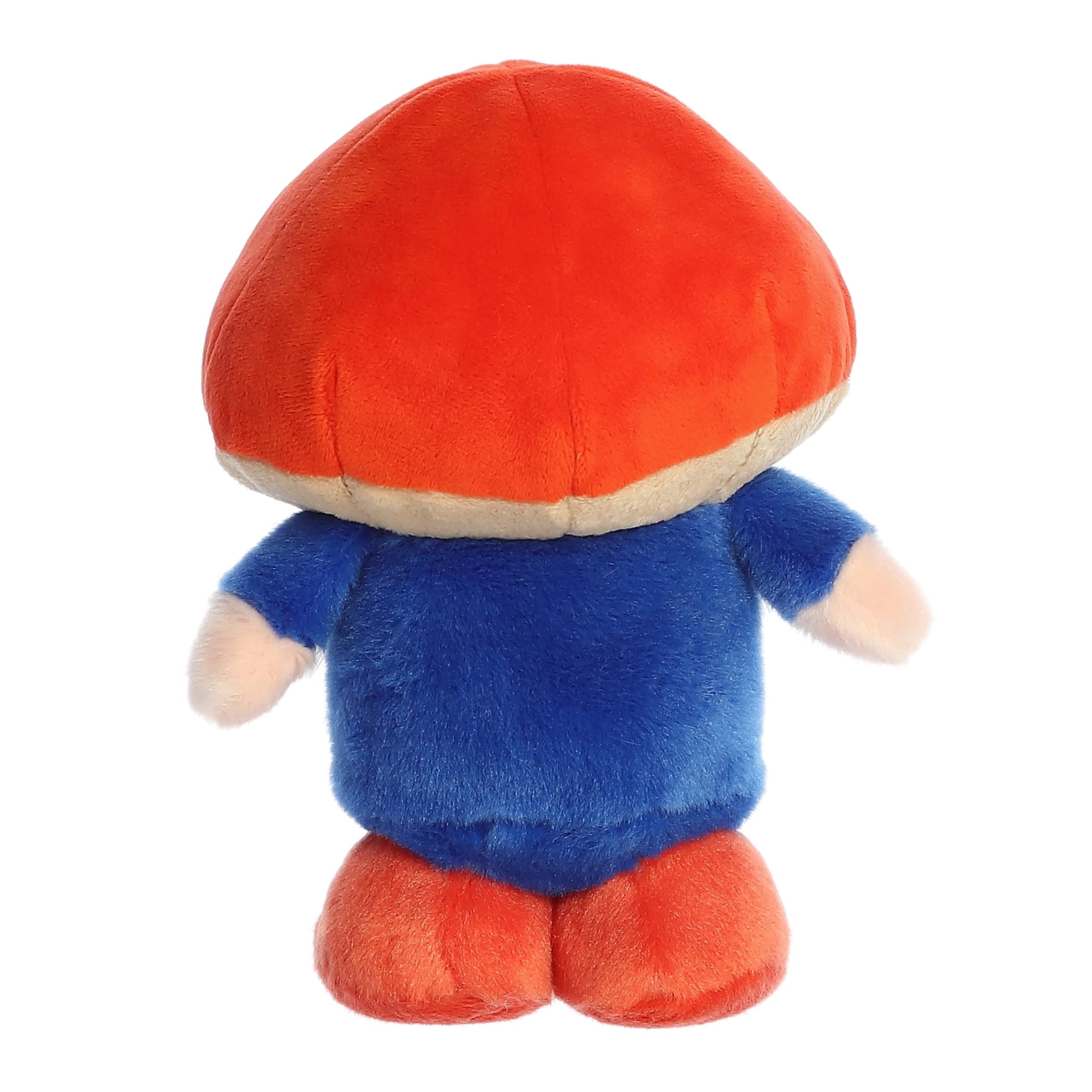 Aurora Gnomlinis Mushroom Gnome red fabric texture suggesting durable, soft décor.