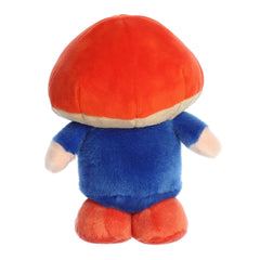 Aurora Gnomlinis Mushroom Gnome red fabric texture suggesting durable, soft décor.