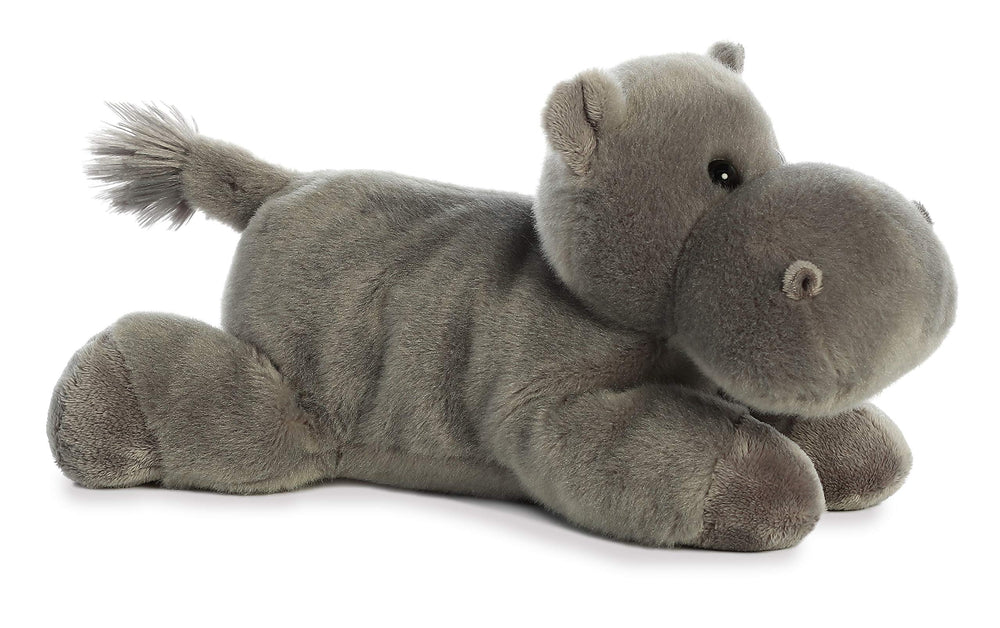 Aurora Howie Hippo resting belly view emphasizes easy play and relaxed posture