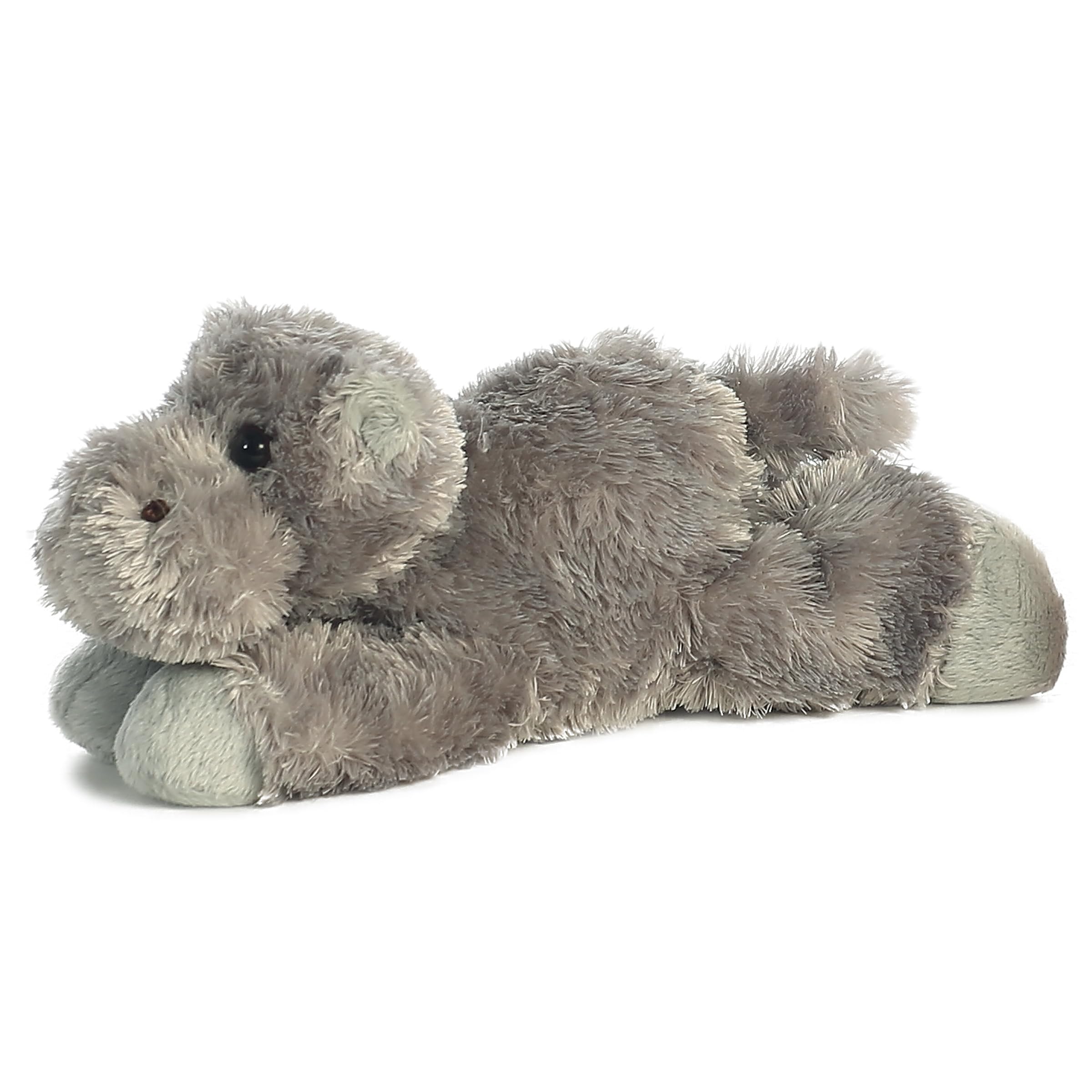 Aurora Howie mini Flopsie hippo belly-rest pose, encourages easy imaginative play