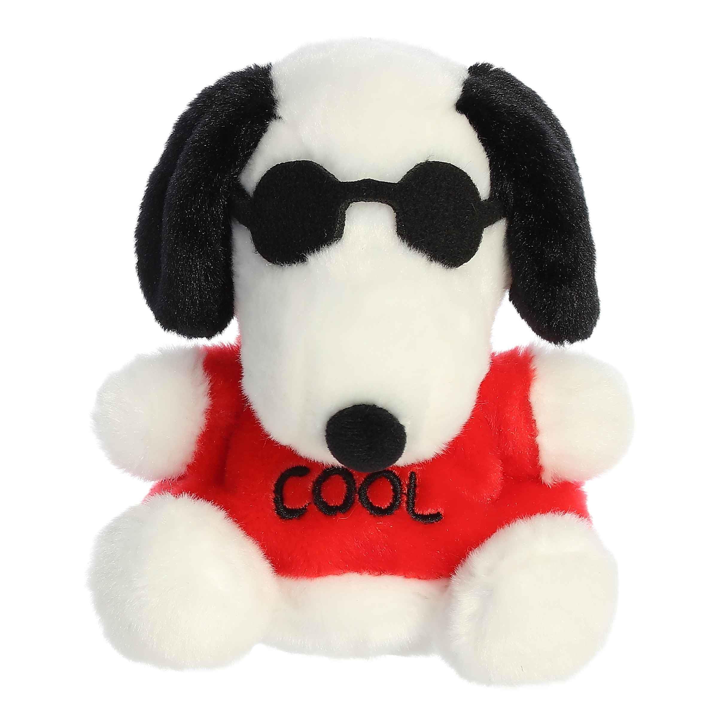 Aurora Joe Cool Palm Pal plush with red shirt and sunglasses for nostalgic display.