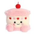 Aurora Jubi Heart Cake plush face close-up, soft pink and white layers for cozy play.