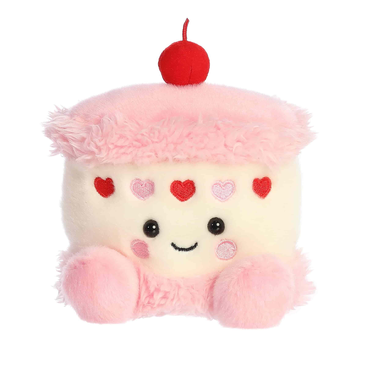 Aurora Jubi Heart Cake plush face close-up, soft pink and white layers for cozy play.