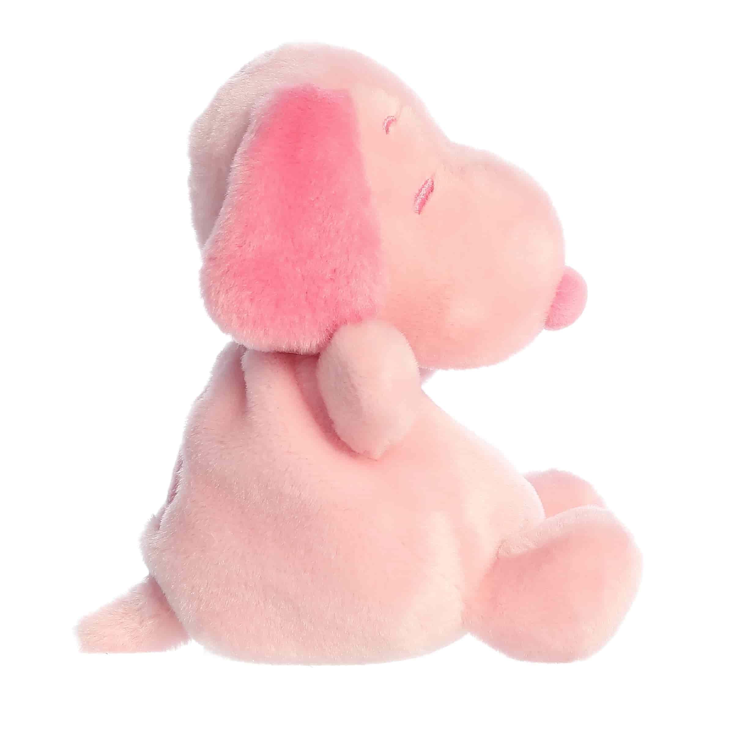 Aurora licensed Snoopy Palm Pals, pastel pink plush toy for collectors and kids.