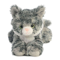 Aurora Lily mini Flopsie gray-striped cat eyes twinkle, encouraging imaginative play.
