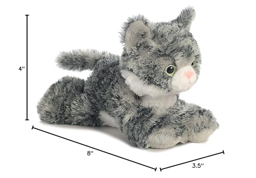 Aurora Lily mini Flopsie gray-striped cat in floppy pose, durable and charming for hours of companionship.
