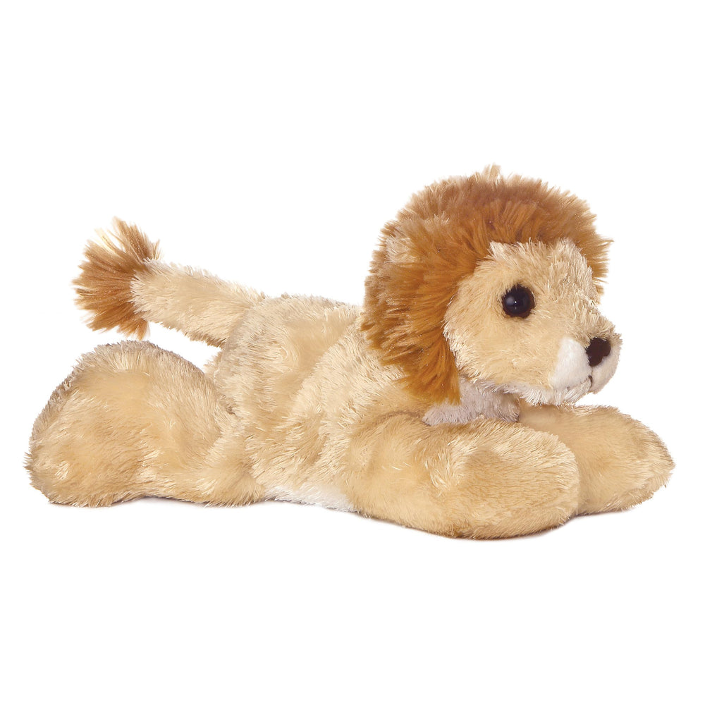 Aurora Lionel mini Flopsie brown lion plush 8in for cozy cuddles and play.