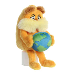 Aurora Lorax attached planet sewn to hands, providing stable display during play.