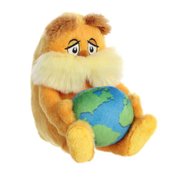 Aurora Lorax Earth Plush holding planet, ideal for imaginative play and nature-themed learning.