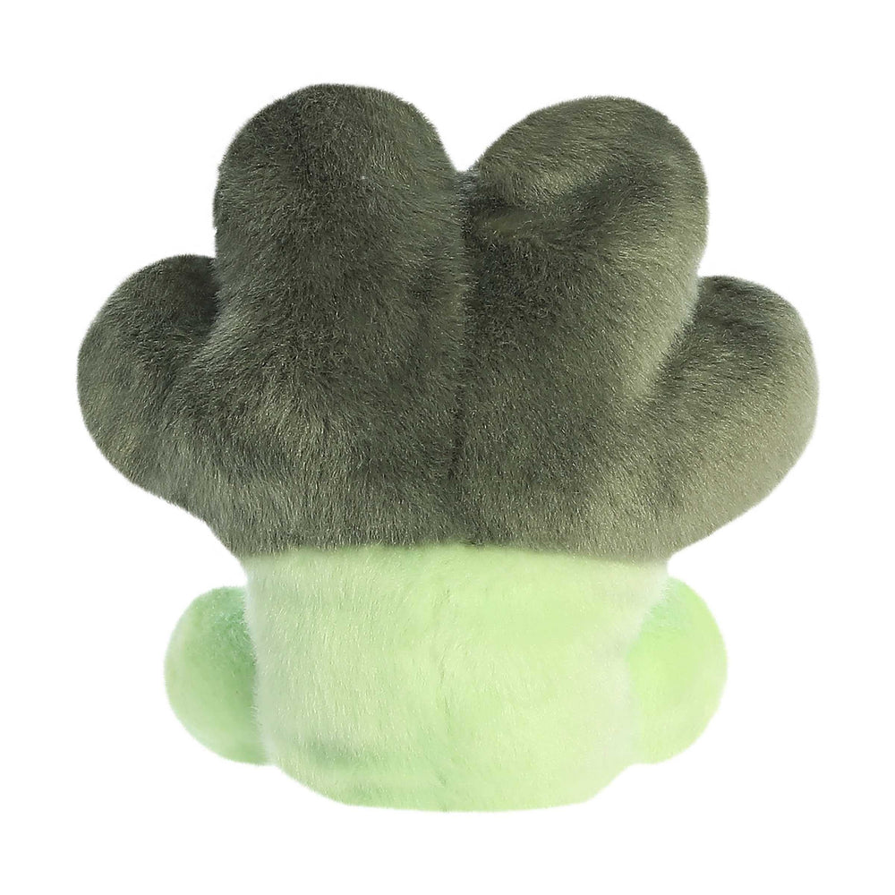 Aurora Luigi Broccoli plush in hand, ideal portable companion for travel or desk decor